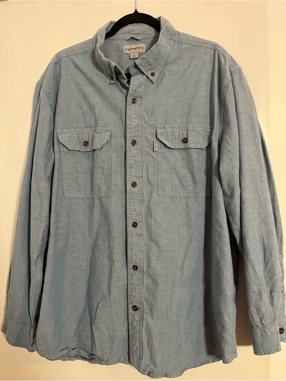 Carhartt Light Blue Relaxed Fit Denim Shirt with Logo Patch